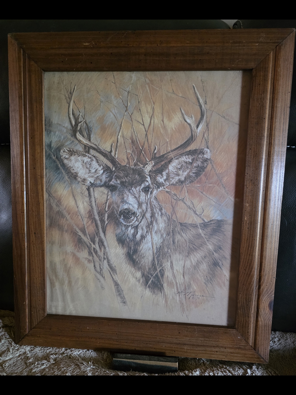 Rustic "The Silent Buck" Framed Artwork Home Interior Wall Art